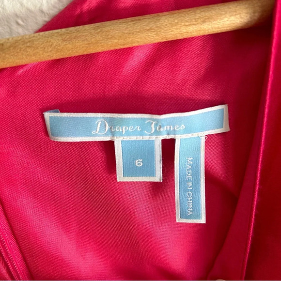 Draper James Gracie Silk V-neck Dress Raspberry Pink Sz 6 - Picture 4 of 9